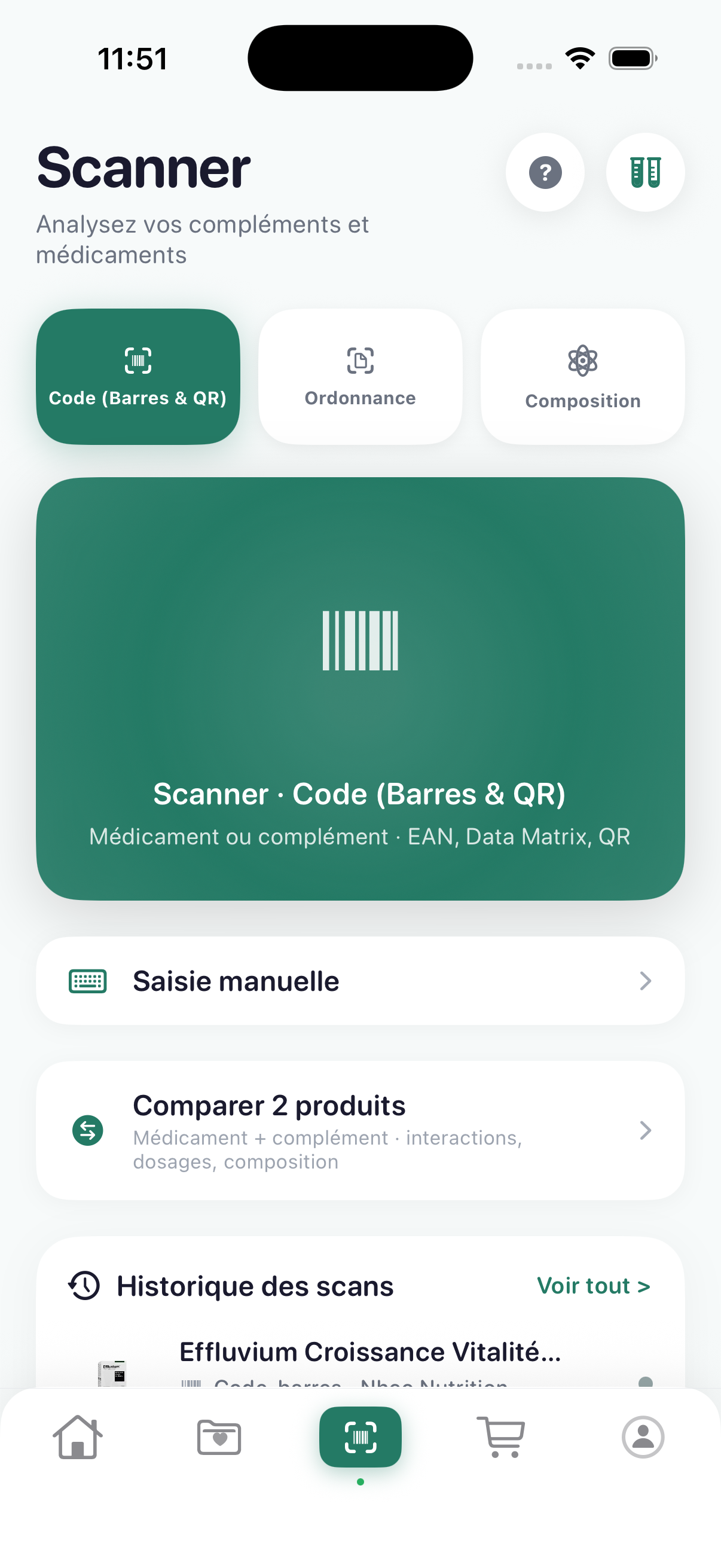 Aperçu de l'application MedEat sur iPhone