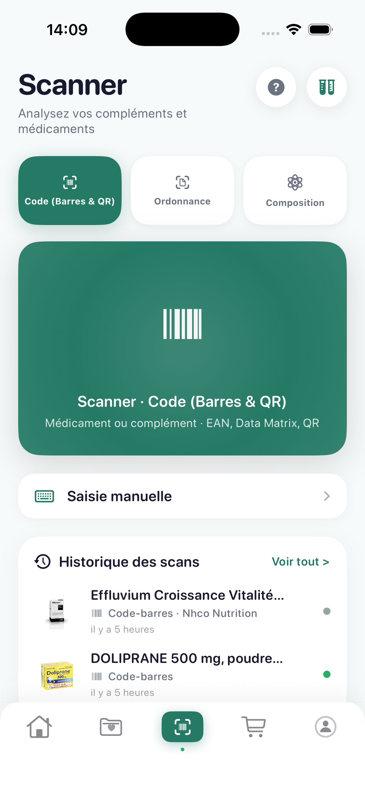 Écran scanner code-barres MedEat